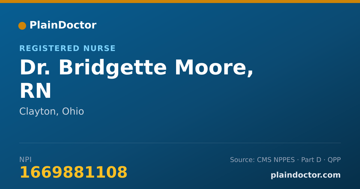 Shareable card for Bridgette Moore, RN - Registered Nurse, Clayton, OH