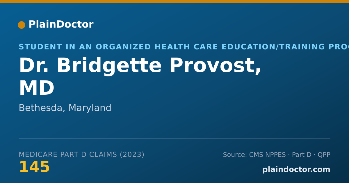 Shareable card for Bridgette Provost, MD - Student in an Organized Health Care Education/Training Program, Bethesda, MD