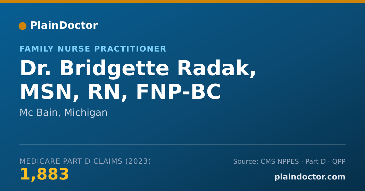Shareable card for Bridgette Radak, MSN, RN, FNP-BC - Family Nurse Practitioner, Mc Bain, MI
