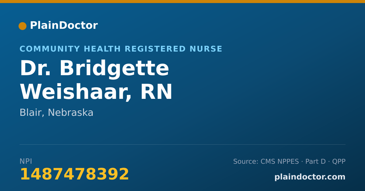 Shareable card for Bridgette Weishaar, RN - Community Health Registered Nurse, Blair, NE