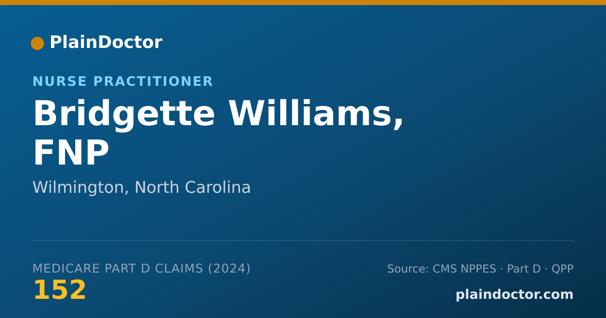 Shareable card for Bridgette Williams, FNP - Nurse Practitioner, Wilmington, NC