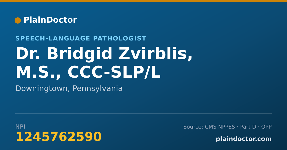 Shareable card for Bridgid Zvirblis, M.S., CCC-SLP/L - Speech-Language Pathologist, Downingtown, PA