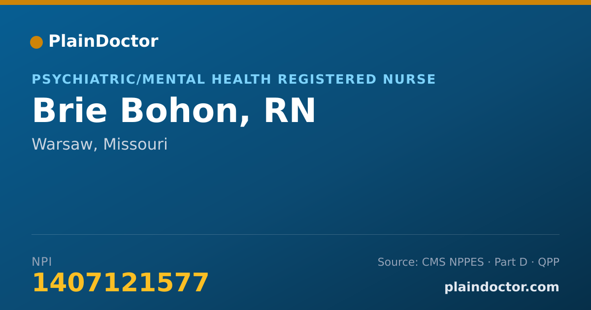 Shareable card for Brie Bohon, RN - Psychiatric/Mental Health Registered Nurse, Warsaw, MO