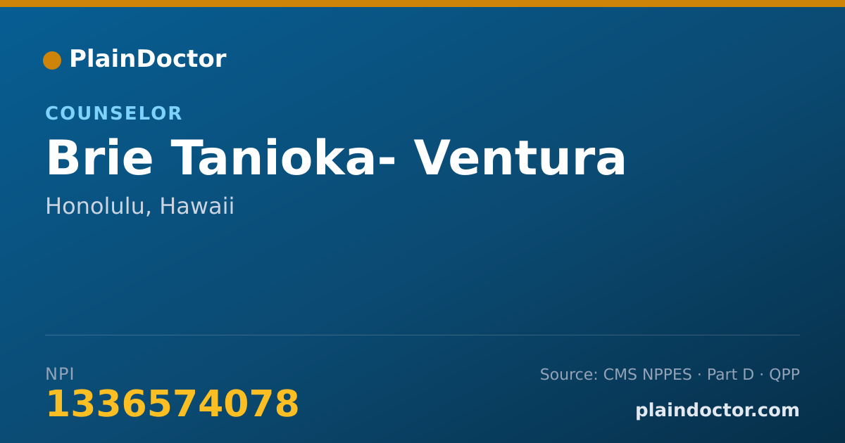 Shareable card for Brie Tanioka- Ventura - Counselor, Honolulu, HI