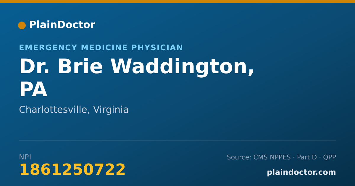Shareable card for Brie Waddington, PA - Emergency Medicine Physician, Charlottesville, VA