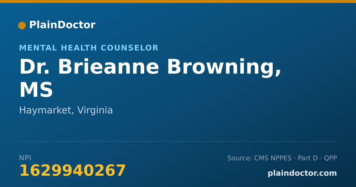 Shareable card for Brieanne Browning, MS - Mental Health Counselor, Haymarket, VA