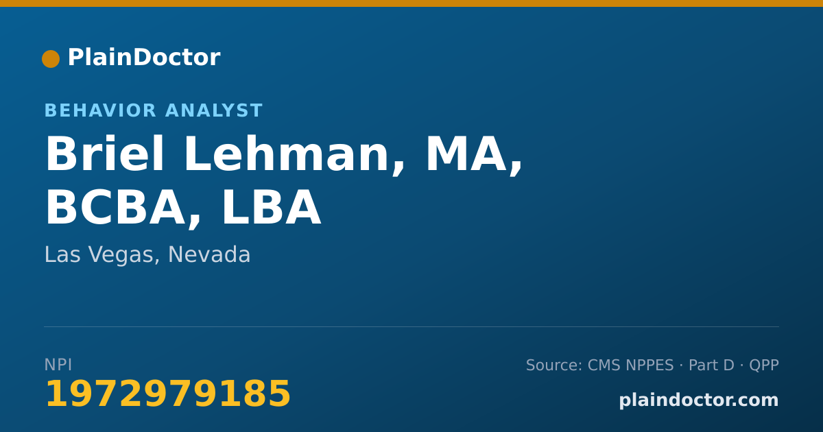 Shareable card for Briel Lehman, MA, BCBA, LBA - Behavior Analyst, Las Vegas, NV