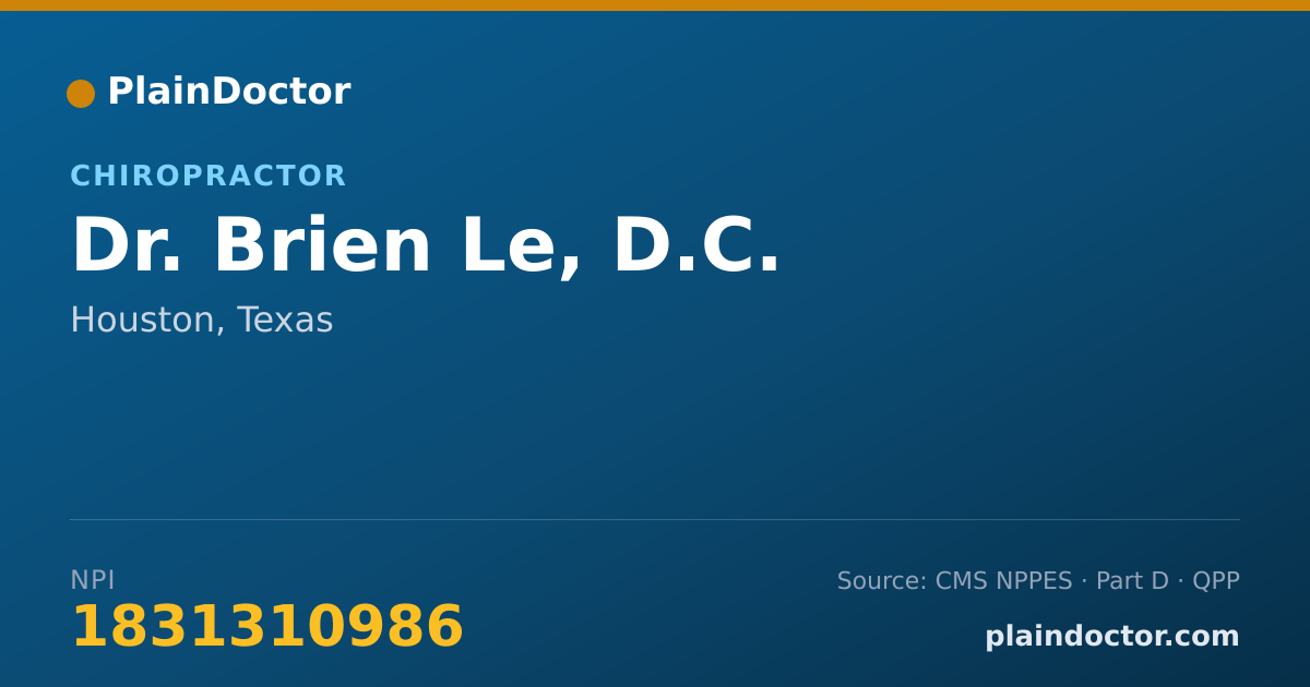 Shareable card for Brien Le, D.C. - Chiropractor, Houston, TX
