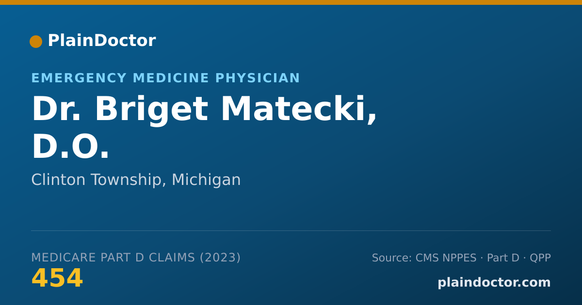 Shareable card for Briget Matecki, D.O. - Emergency Medicine Physician, Clinton Township, MI