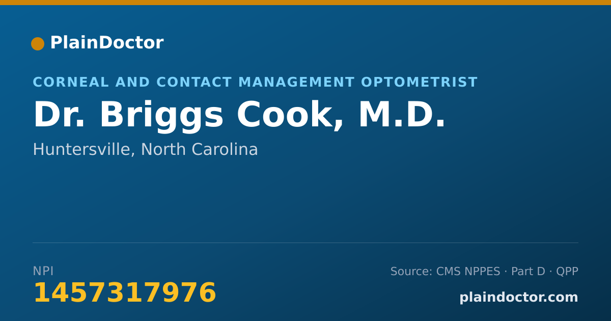 Shareable card for Briggs Cook, M.D. - Corneal and Contact Management Optometrist, Huntersville, NC