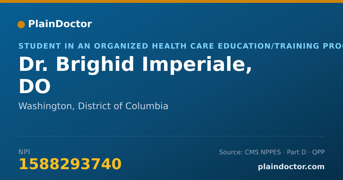 Shareable card for Brighid Imperiale, DO - Student in an Organized Health Care Education/Training Program, Washington, DC
