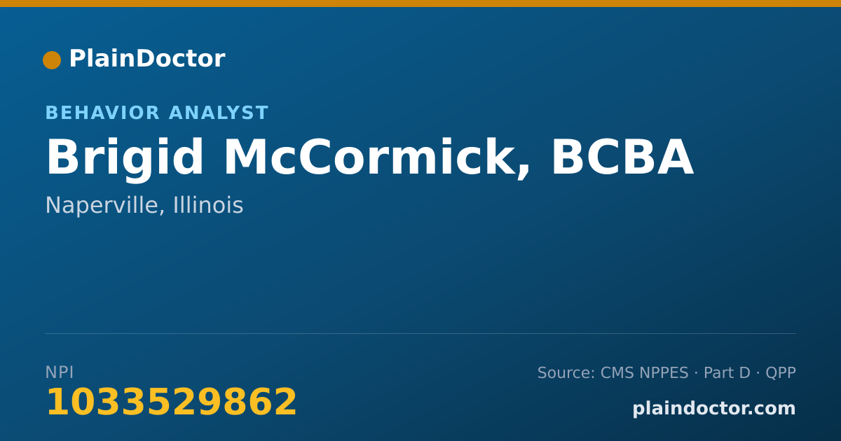 Shareable card for Brigid McCormick, BCBA - Behavior Analyst, Naperville, IL
