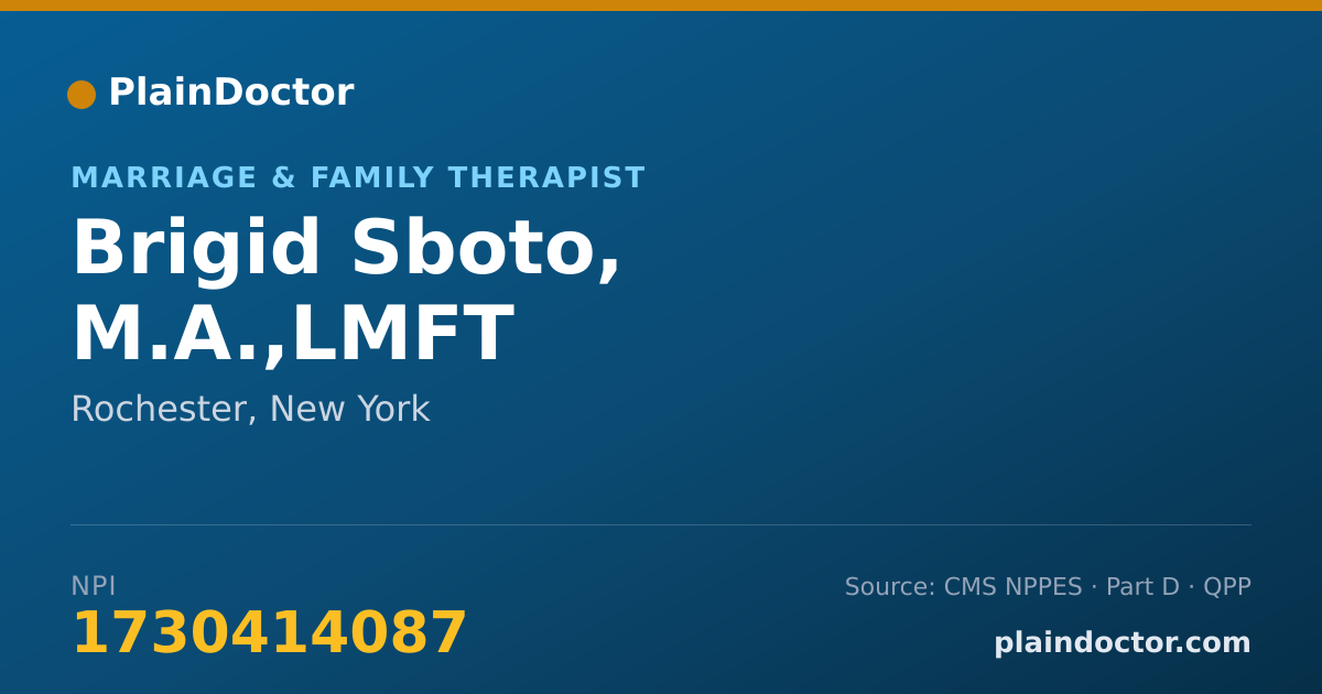 Shareable card for Brigid Sboto, M.A.,LMFT - Marriage & Family Therapist, Rochester, NY
