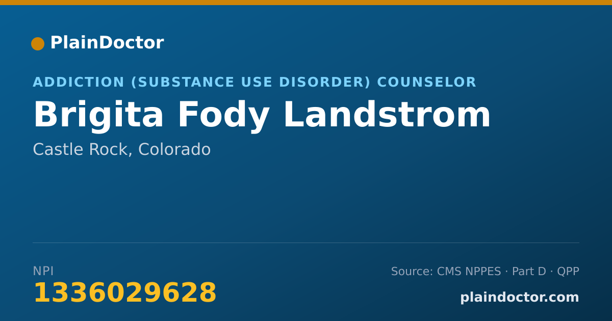 Shareable card for Brigita Fody Landstrom - Addiction (Substance Use Disorder) Counselor, Castle Rock, CO
