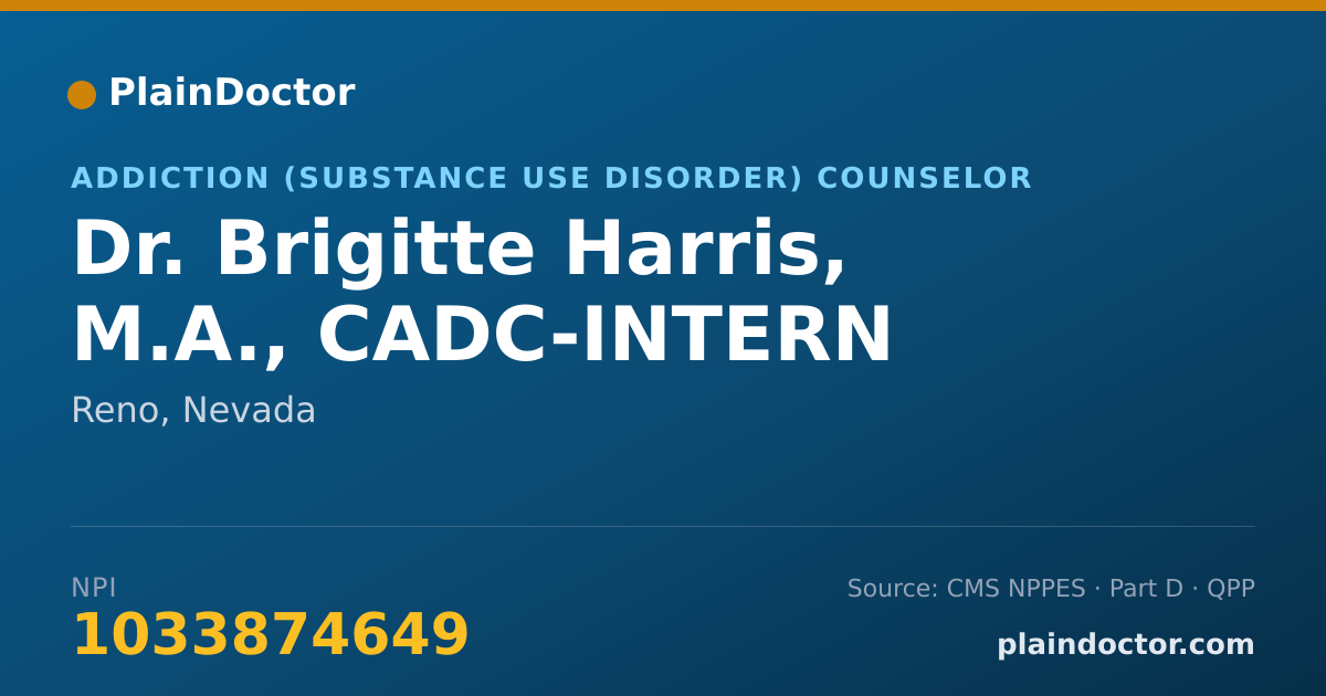 Shareable card for Brigitte Harris, M.A., CADC-INTERN - Addiction (Substance Use Disorder) Counselor, Reno, NV