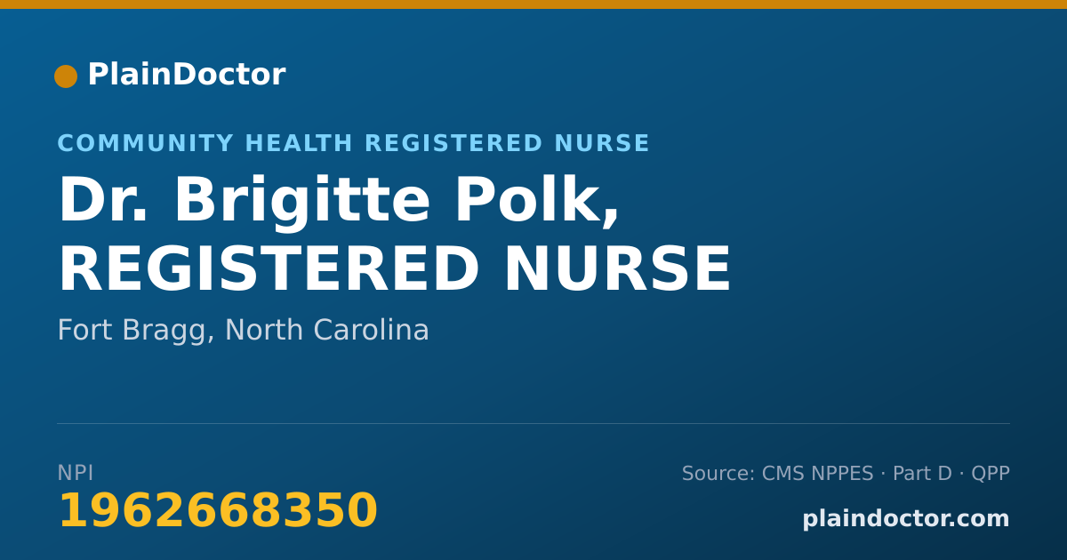 Shareable card for Brigitte Polk, REGISTERED NURSE - Community Health Registered Nurse, Fort Bragg, NC
