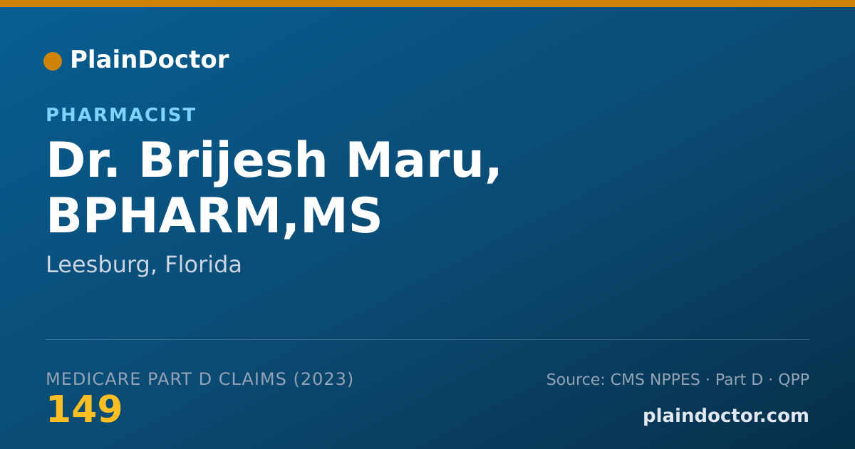 Shareable card for Brijesh Maru, BPHARM,MS - Pharmacist, Leesburg, FL