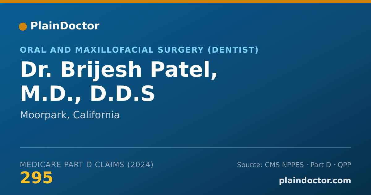 Shareable card for Brijesh Patel, M.D., D.D.S - Oral and Maxillofacial Surgery (Dentist), Moorpark, CA