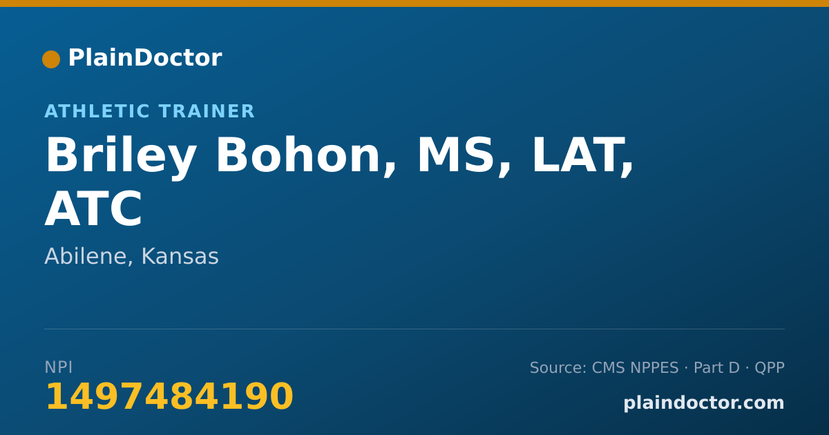 Shareable card for Briley Bohon, MS, LAT, ATC - Athletic Trainer, Abilene, KS