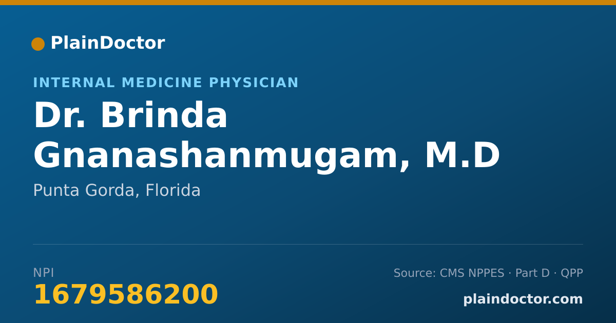 Shareable card for Brinda Gnanashanmugam, M.D - Internal Medicine Physician, Punta Gorda, FL
