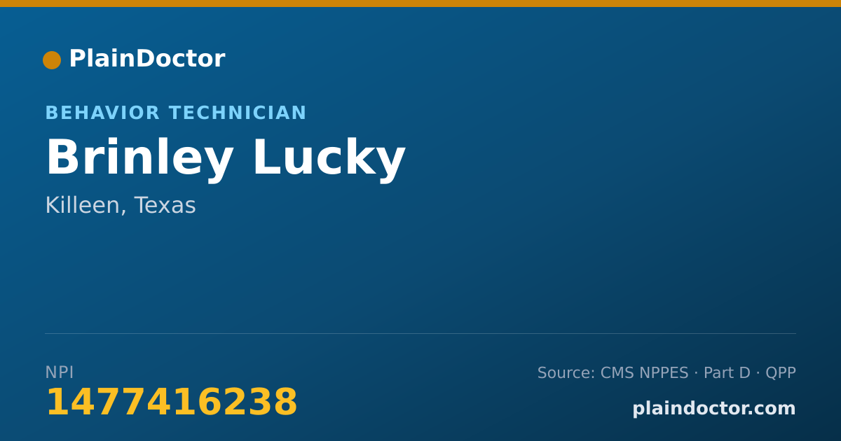 Shareable card for Brinley Lucky - Behavior Technician, Killeen, TX