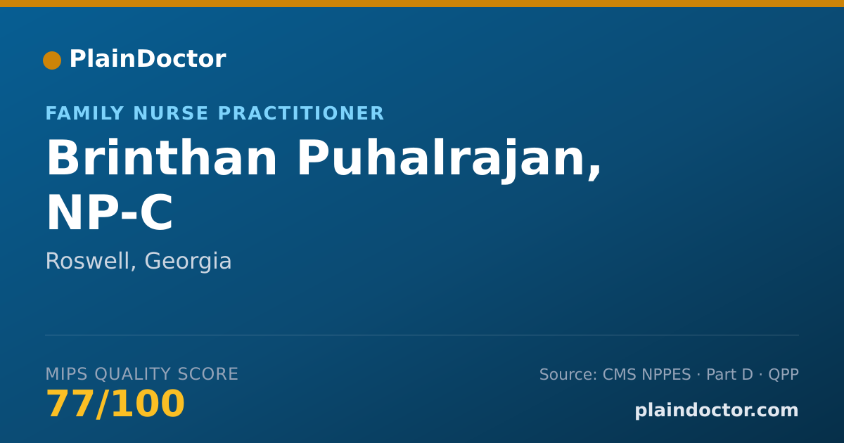 Shareable card for Brinthan Puhalrajan, NP-C - Family Nurse Practitioner, Roswell, GA