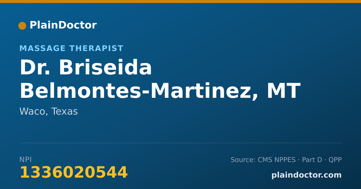 Shareable card for Briseida Belmontes-Martinez, MT - Massage Therapist, Waco, TX
