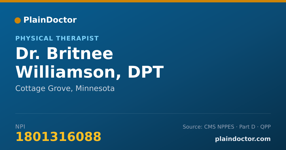 Shareable card for Britnee Williamson, DPT - Physical Therapist, Cottage Grove, MN