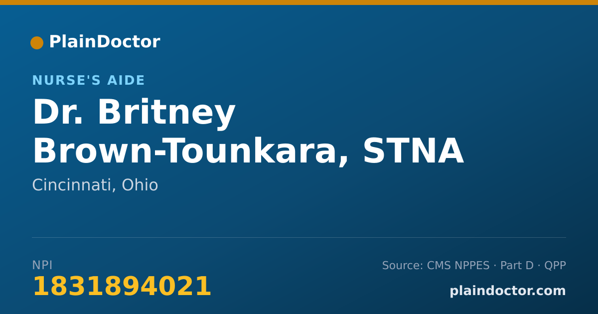 Shareable card for Britney Brown-Tounkara, STNA - Nurse's Aide, Cincinnati, OH