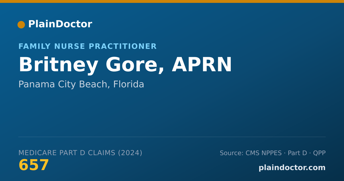 Shareable card for Britney Gore, APRN - Family Nurse Practitioner, Panama City Beach, FL