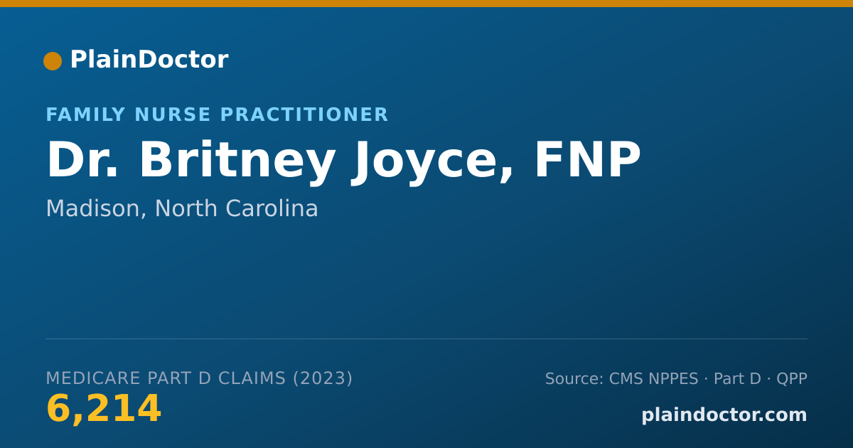 Shareable card for Britney Joyce, FNP - Family Nurse Practitioner, Madison, NC