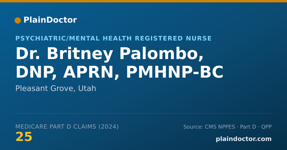 Shareable card for Britney Palombo, DNP, APRN, PMHNP-BC - Psychiatric/Mental Health Registered Nurse, Pleasant Grove, UT