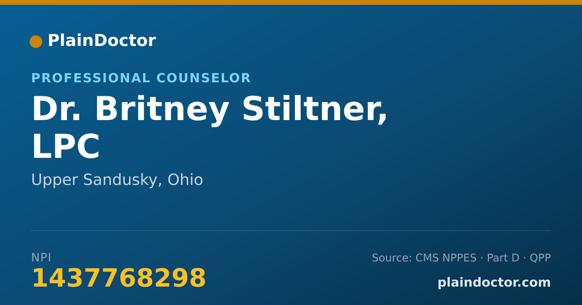 Shareable card for Britney Stiltner, LPC - Professional Counselor, Upper Sandusky, OH