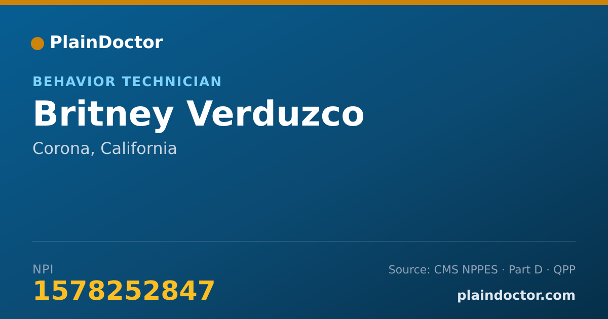Shareable card for Britney Verduzco - Behavior Technician, Corona, CA