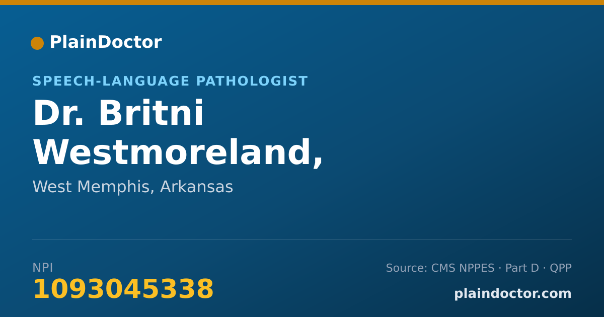 Shareable card for Britni Westmoreland, MCDCF-SLP - Speech-Language Pathologist, West Memphis, AR
