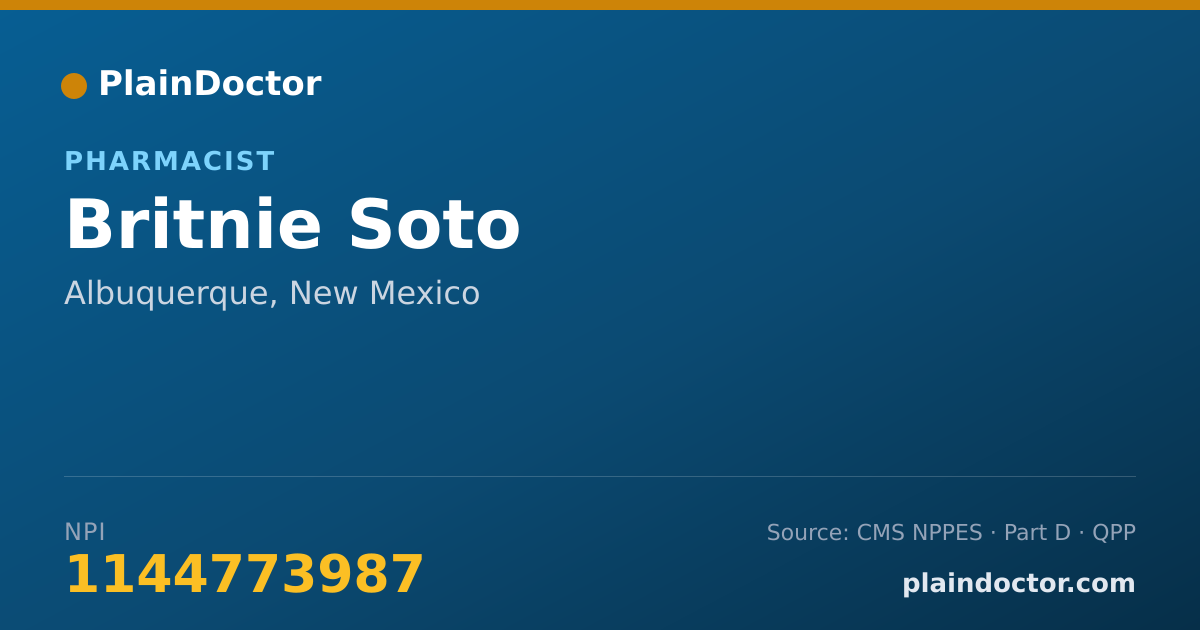 Shareable card for Britnie Soto - Pharmacist, Albuquerque, NM