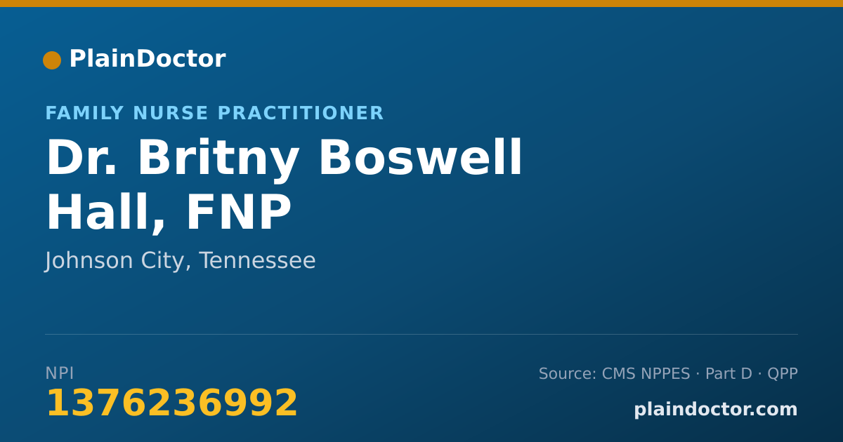 Shareable card for Britny Boswell Hall, FNP - Family Nurse Practitioner, Johnson City, TN