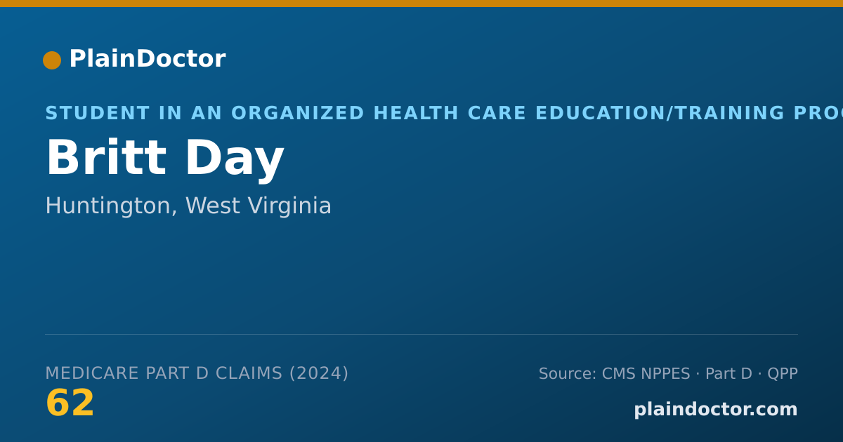 Shareable card for Britt Day - Student in an Organized Health Care Education/Training Program, Huntington, WV