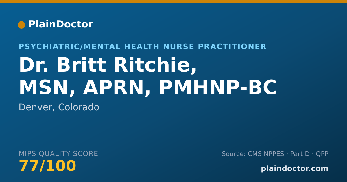 Shareable card for Britt Ritchie, MSN, APRN, PMHNP-BC - Psychiatric/Mental Health Nurse Practitioner, Denver, CO