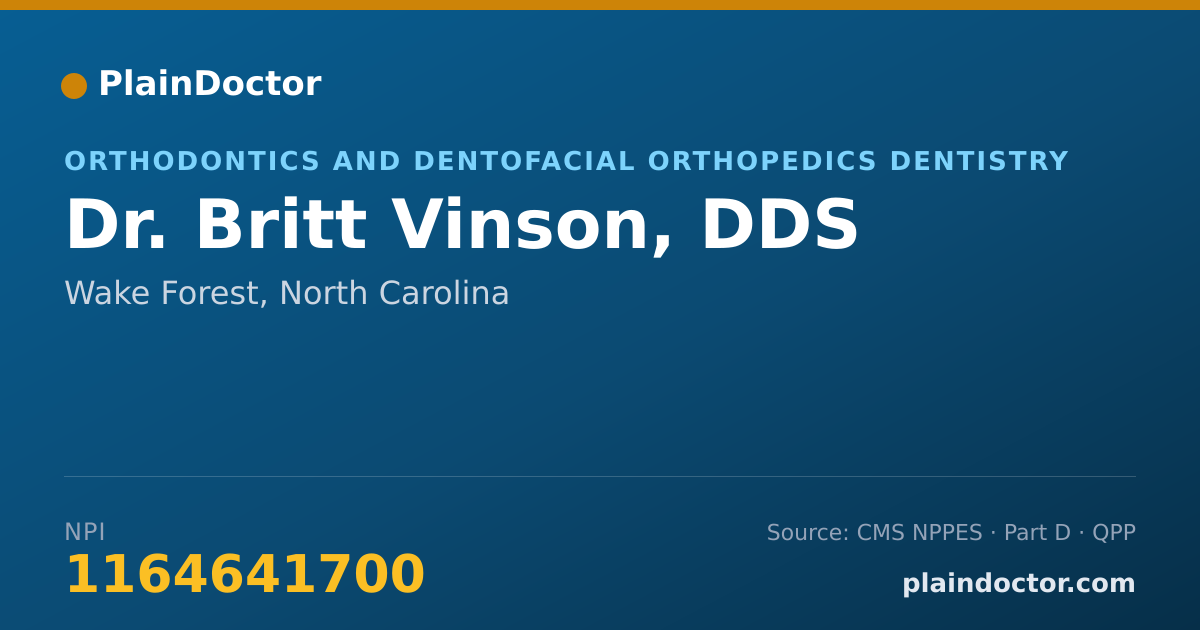 Shareable card for Britt Vinson, DDS - Orthodontics and Dentofacial Orthopedics Dentistry, Wake Forest, NC