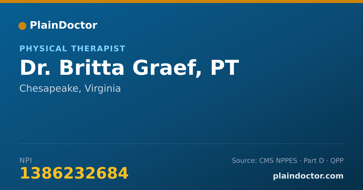 Shareable card for Britta Graef, PT - Physical Therapist, Chesapeake, VA