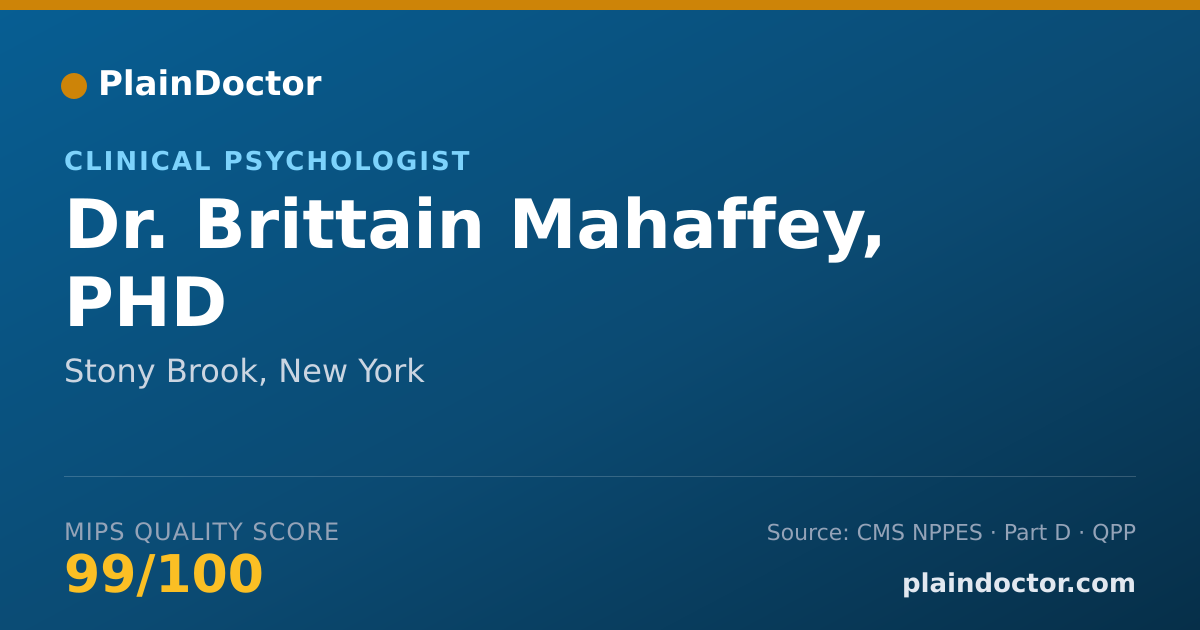 Shareable card for Brittain Mahaffey, PHD - Clinical Psychologist, Stony Brook, NY