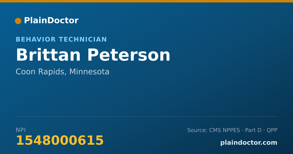 Shareable card for Brittan Peterson - Behavior Technician, Coon Rapids, MN