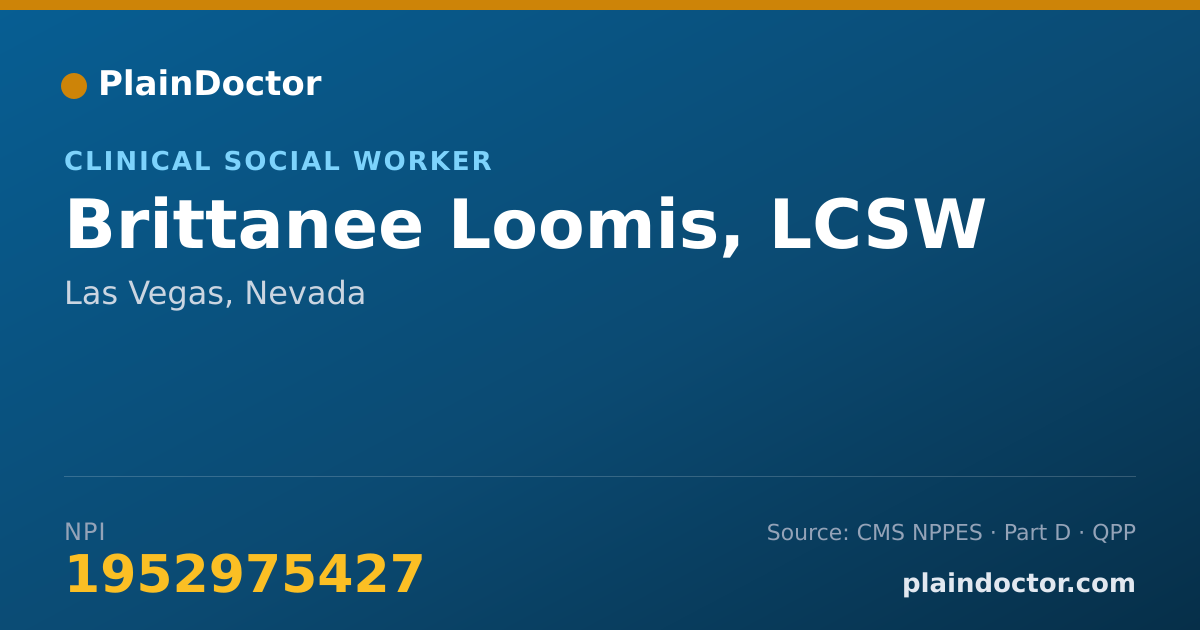 Shareable card for Brittanee Loomis, LCSW - Mental Health Counselor, Las Vegas, NV