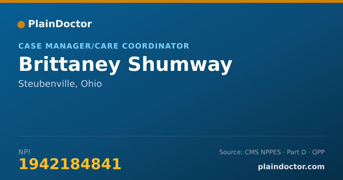Shareable card for Brittaney Shumway - Case Manager/Care Coordinator, Steubenville, OH