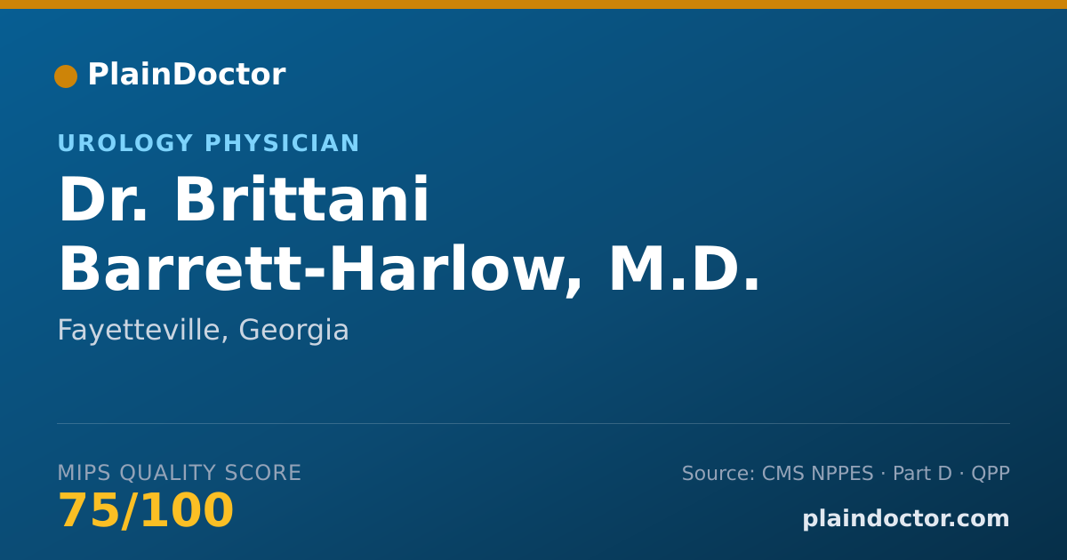Shareable card for Brittani Barrett-Harlow, M.D. - Urology Physician, Fayetteville, GA