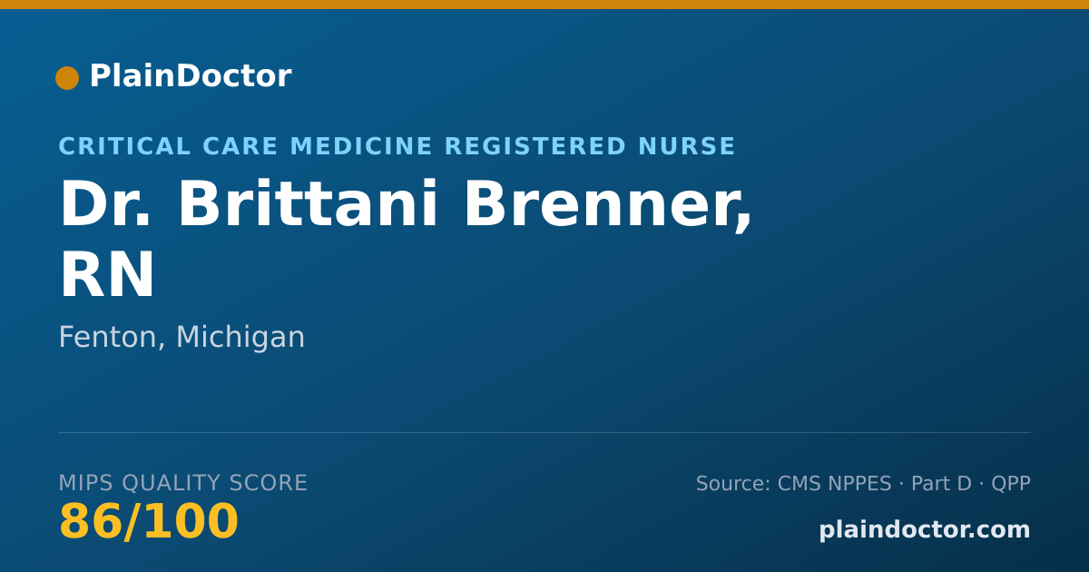 Shareable card for Brittani Brenner, RN - Critical Care Medicine Registered Nurse, Fenton, MI
