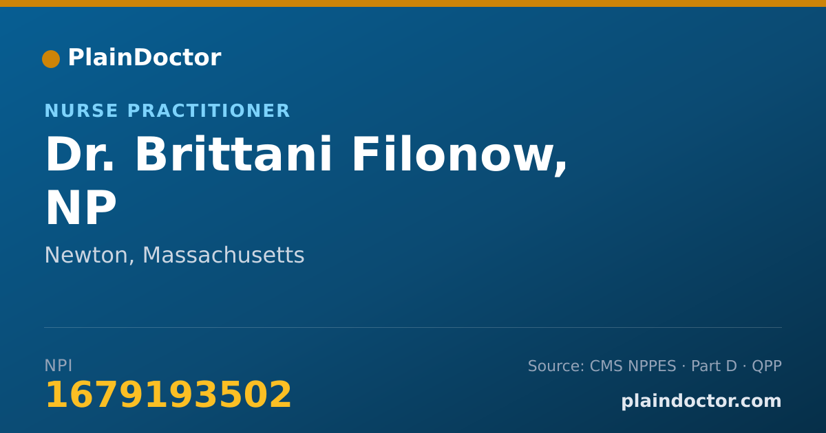 Shareable card for Brittani Filonow, NP - Nurse Practitioner, Newton, MA