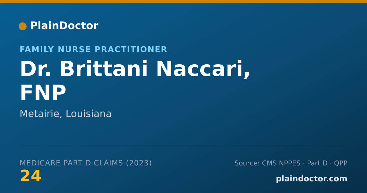 Shareable card for Brittani Naccari, FNP - Family Nurse Practitioner, Metairie, LA