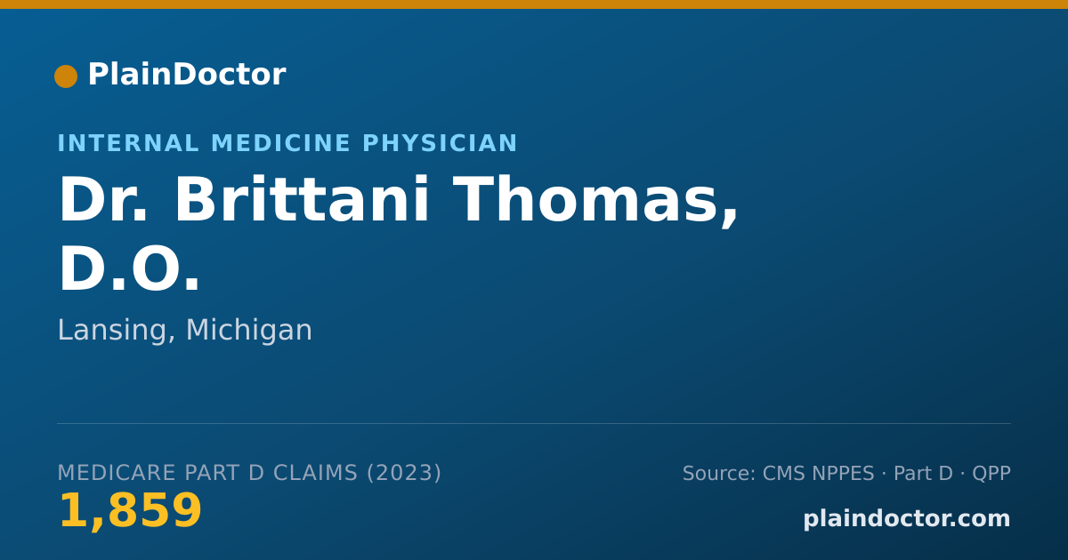 Shareable card for Brittani Thomas, D.O. - Internal Medicine Physician, Lansing, MI